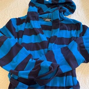 Lands' End Boys Fleece Hooded Rugby Stripe Bathrobe